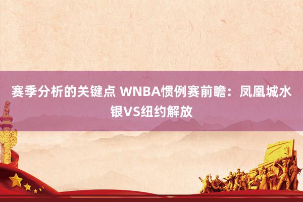 赛季分析的关键点 WNBA惯例赛前瞻：凤凰城水银VS纽约解放