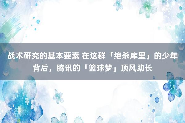 战术研究的基本要素 在这群「绝杀库里」的少年背后，腾讯的「篮球梦」顶风助长