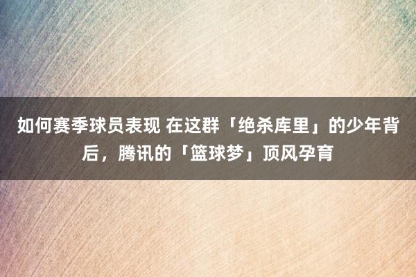 如何赛季球员表现 在这群「绝杀库里」的少年背后，腾讯的「篮球梦」顶风孕育