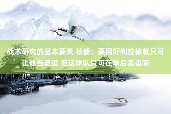 战术研究的基本要素 杨毅：要用好利拉德就只可让他当老迈 但这球队只可在季后赛边际