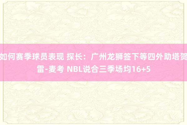 如何赛季球员表现 探长：广州龙狮签下等四外助塔贺雷-麦考 NBL说合三季场均16+5