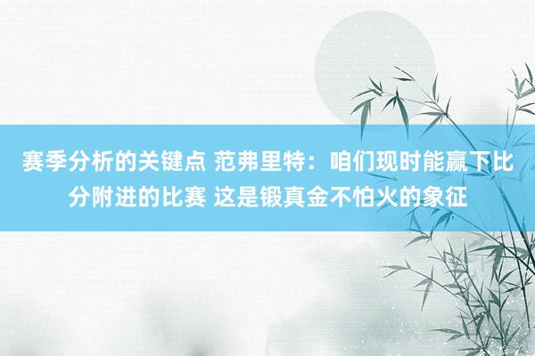 赛季分析的关键点 范弗里特：咱们现时能赢下比分附进的比赛 这是锻真金不怕火的象征