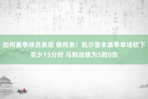 如何赛季球员表现 晴雨表！凯尔登本赛季单场砍下至少15分时 马刺战绩为5胜0负