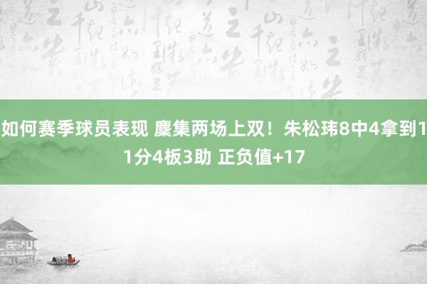 如何赛季球员表现 麇集两场上双！朱松玮8中4拿到11分4板3助 正负值+17