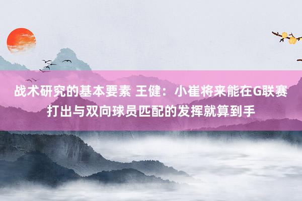 战术研究的基本要素 王健：小崔将来能在G联赛打出与双向球员匹配的发挥就算到手