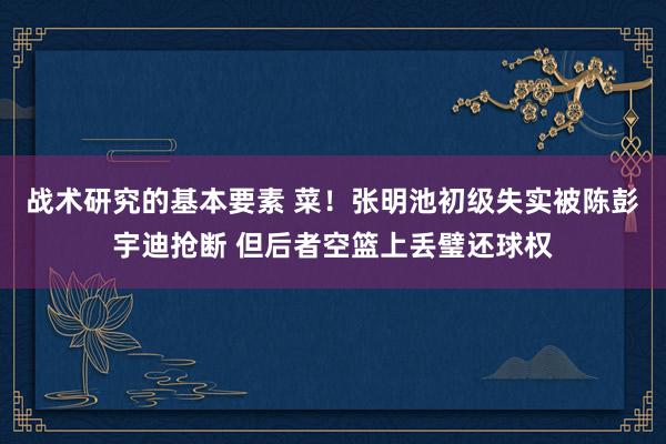 战术研究的基本要素 菜！张明池初级失实被陈彭宇迪抢断 但后者空篮上丢璧还球权