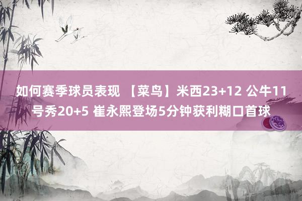 如何赛季球员表现 【菜鸟】米西23+12 公牛11号秀20+5 崔永熙登场5分钟获利糊口首球