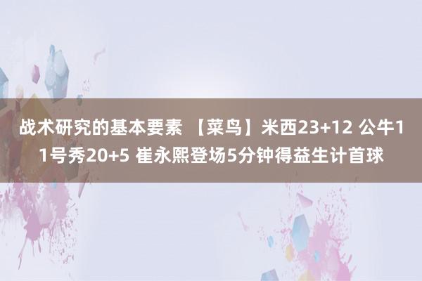 战术研究的基本要素 【菜鸟】米西23+12 公牛11号秀20+5 崔永熙登场5分钟得益生计首球