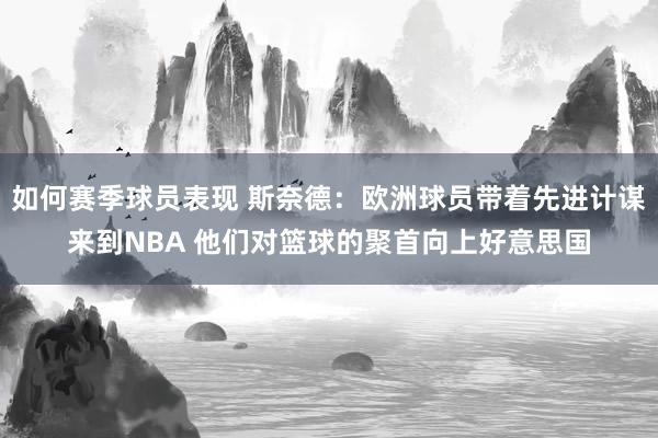 如何赛季球员表现 斯奈德：欧洲球员带着先进计谋来到NBA 他们对篮球的聚首向上好意思国