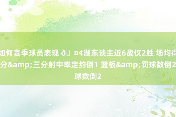 如何赛季球员表现 🤢湖东谈主近6战仅2胜 场均得分&三分射中率定约倒1 篮板&罚球数倒2