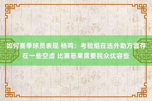 如何赛季球员表现 杨鸣：考验组在选外助方面存在一些空虚 比赛恶果需要民众优容些