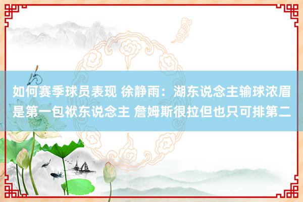 如何赛季球员表现 徐静雨：湖东说念主输球浓眉是第一包袱东说念主 詹姆斯很拉但也只可排第二