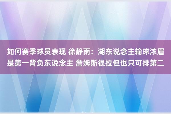 如何赛季球员表现 徐静雨：湖东说念主输球浓眉是第一背负东说念主 詹姆斯很拉但也只可排第二