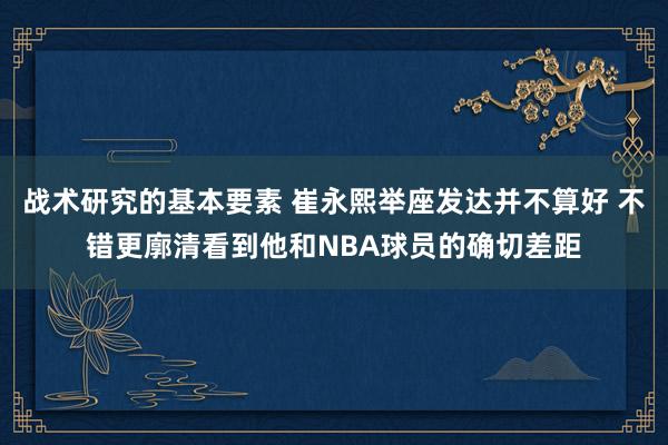 战术研究的基本要素 崔永熙举座发达并不算好 不错更廓清看到他和NBA球员的确切差距