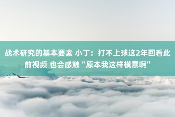 战术研究的基本要素 小丁：打不上球这2年回看此前视频 也会感触“原本我这样横暴啊”