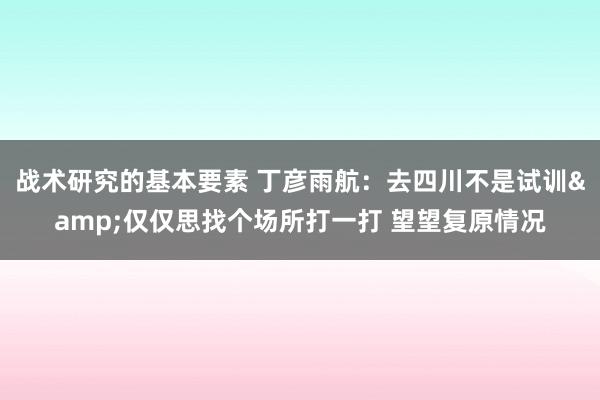 战术研究的基本要素 丁彦雨航：去四川不是试训&仅仅思找个场所打一打 望望复原情况