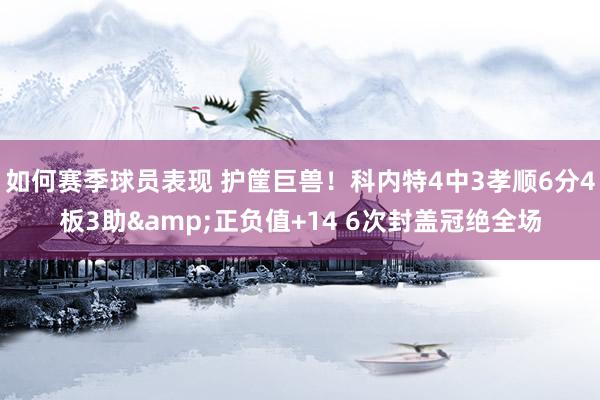 如何赛季球员表现 护筐巨兽！科内特4中3孝顺6分4板3助&正负值+14 6次封盖冠绝全场