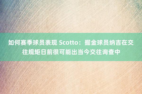 如何赛季球员表现 Scotto：掘金球员纳吉在交往规矩日前很可能出当今交往询查中