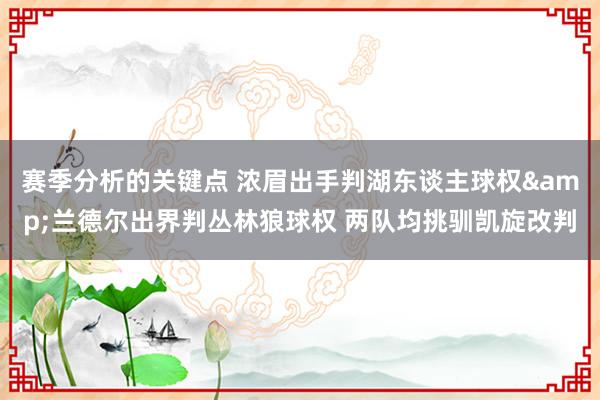 赛季分析的关键点 浓眉出手判湖东谈主球权&兰德尔出界判丛林狼球权 两队均挑驯凯旋改判