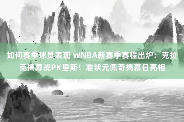 如何赛季球员表现 WNBA新赛季赛程出炉：克拉克揭幕战PK里斯！准状元佩奇揭幕日亮相