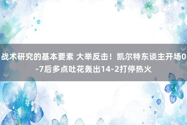 战术研究的基本要素 大举反击！凯尔特东谈主开场0-7后多点吐花轰出14-2打停热火