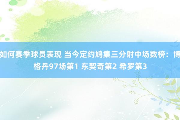 如何赛季球员表现 当今定约鸠集三分射中场数榜：博格丹97场第1 东契奇第2 希罗第3