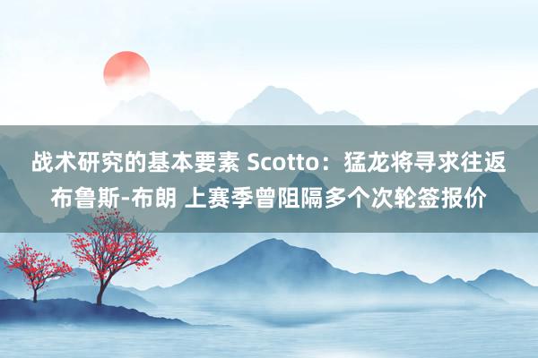 战术研究的基本要素 Scotto：猛龙将寻求往返布鲁斯-布朗 上赛季曾阻隔多个次轮签报价