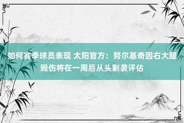 如何赛季球员表现 太阳官方：努尔基奇因右大腿毁伤将在一周后从头剿袭评估